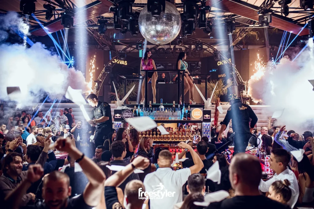 Freestyler Belgrade nightclub Danube riverfront